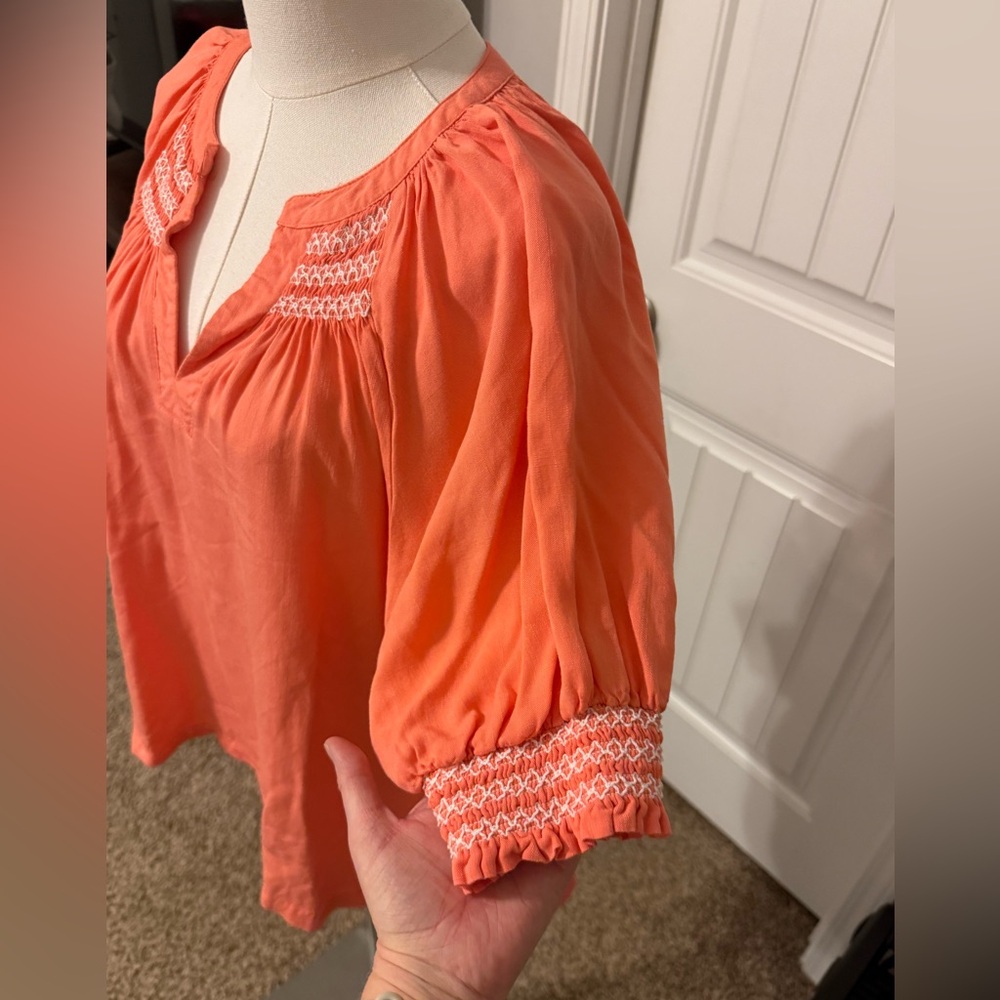 Umgee Orange Blouse with Embroidered Details - Picture 7 of 14